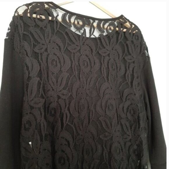 GREEN ENVELOPE Los Angeles SemiSheer Lace Back Top Black Sz M - Picture 13 of 14